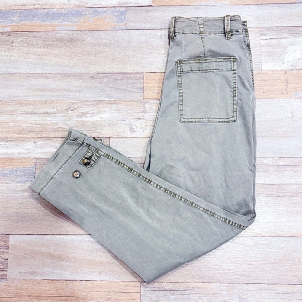 REITMANS Khaki High Rise Straight Leg Stretch Cotton Utility Pants Size 4 Tall